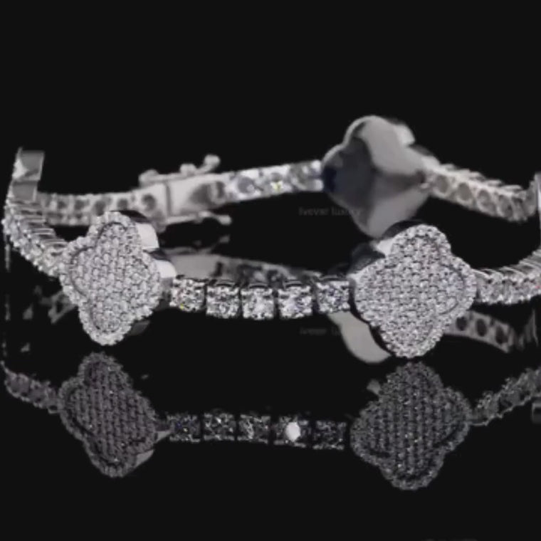 Round Cut Floral Station Tennis Bracelet video