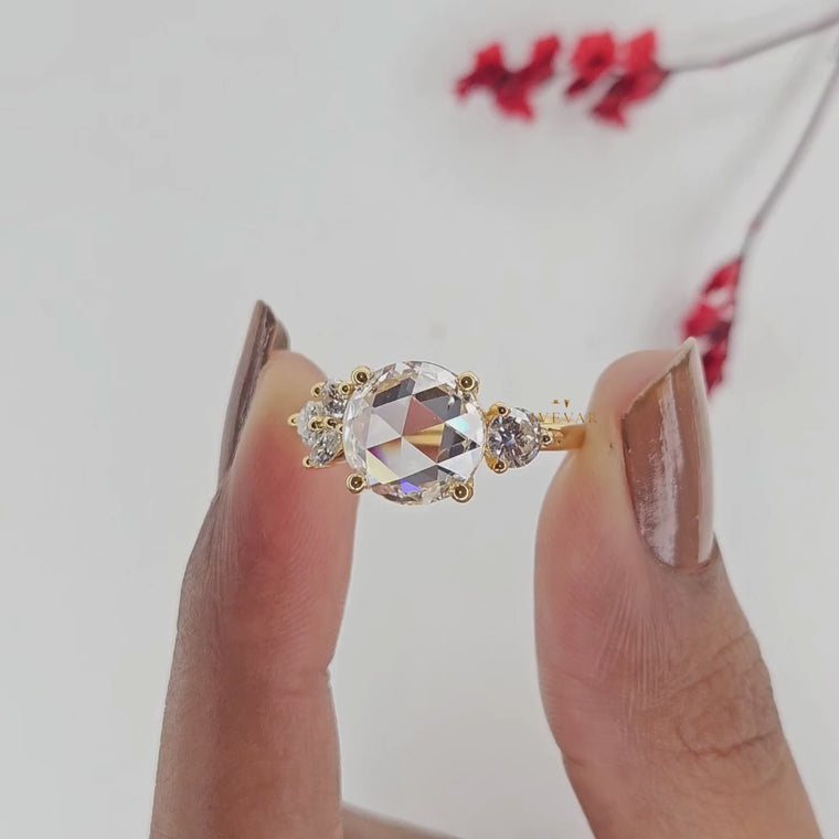 Round Rose Cut Cluster Engagement Ring video