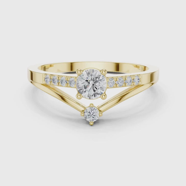 Round Cut Chevron Engagement Ring video