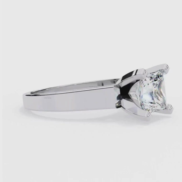 Four Sleek Princess Cut Solitaire Engagement Ring video