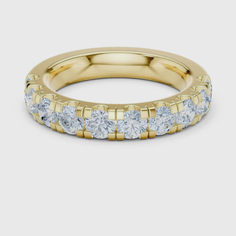 Round Lab Diamond Channel Prong Half Eternity Wedding Band video
