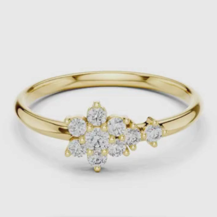 Round Brilliant Floral Cluster Ring video