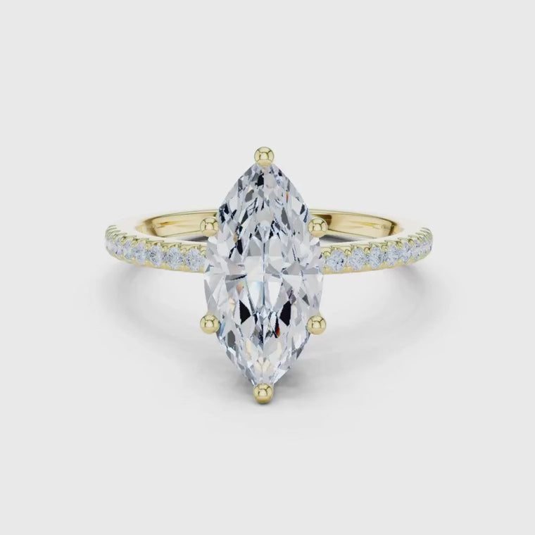 Marquise Cut Pave Solitaire Engagement Ring video