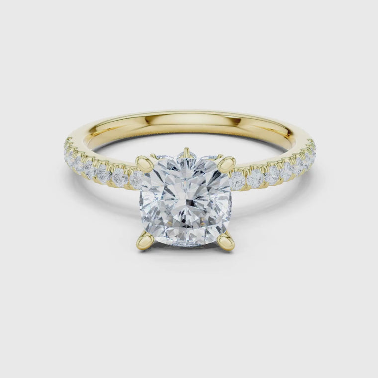 Pave Cushion Cut Solitaire Engagement Rings video