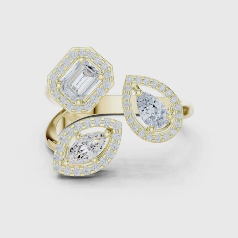 Mixed Cut Halo Open Bypass Wedding Ring video