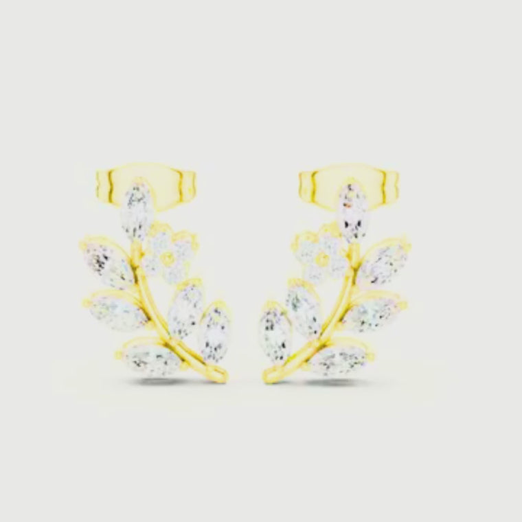Charming Marquise Cut Leaf Climber Earrings Nature Inspired video