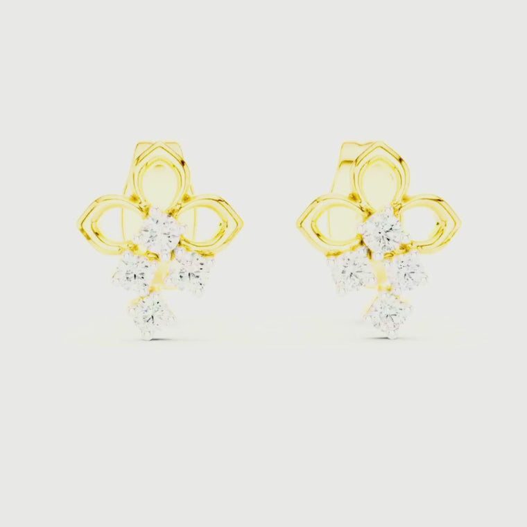 Elowen Clover Round Petite Floral Drop Stud Earrings video