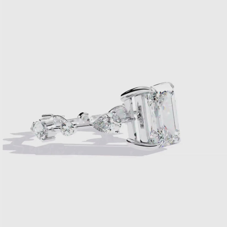 Emerald Cut Anniversary Ring With Pave Wedding Band video