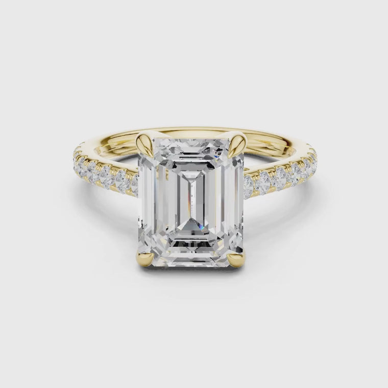 Emerald Cut Engagement Ring Pave Band video
