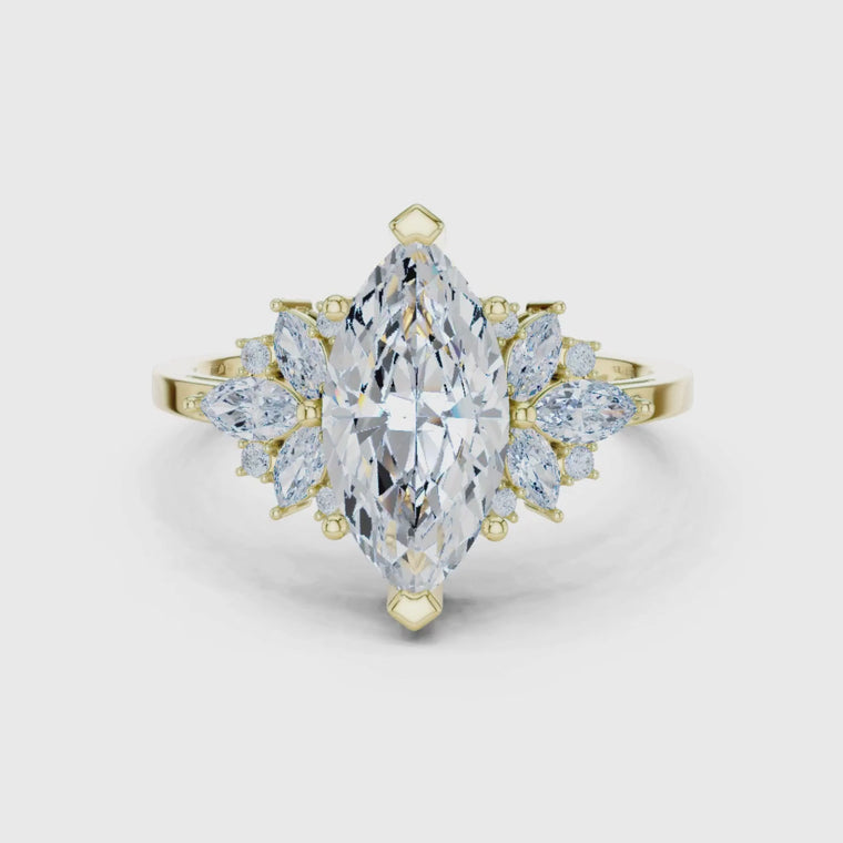 Marquise Cut Cluster Engagement Ring video