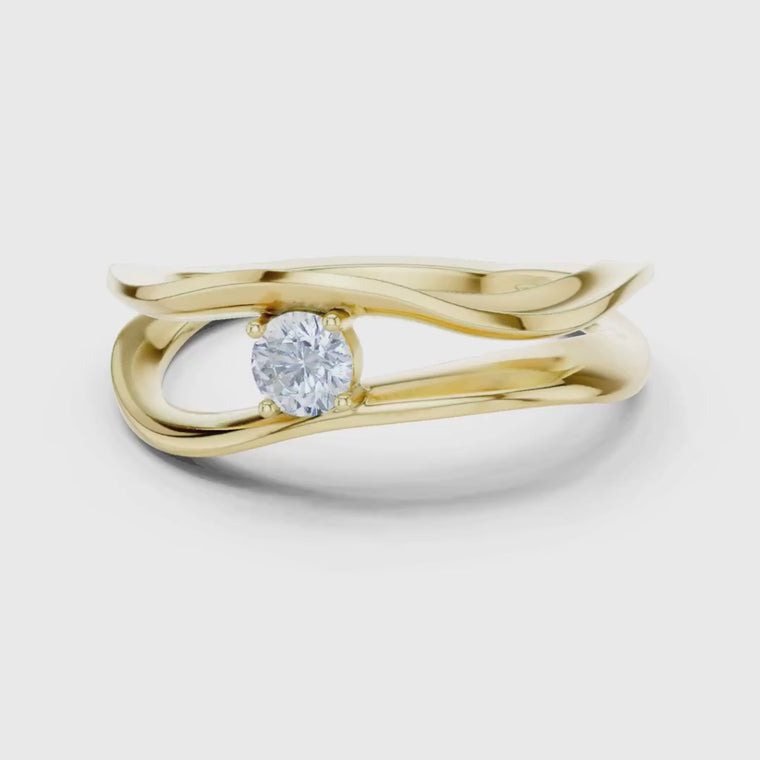 Round Solitaire Twisted Sculpted Split Band Ring video