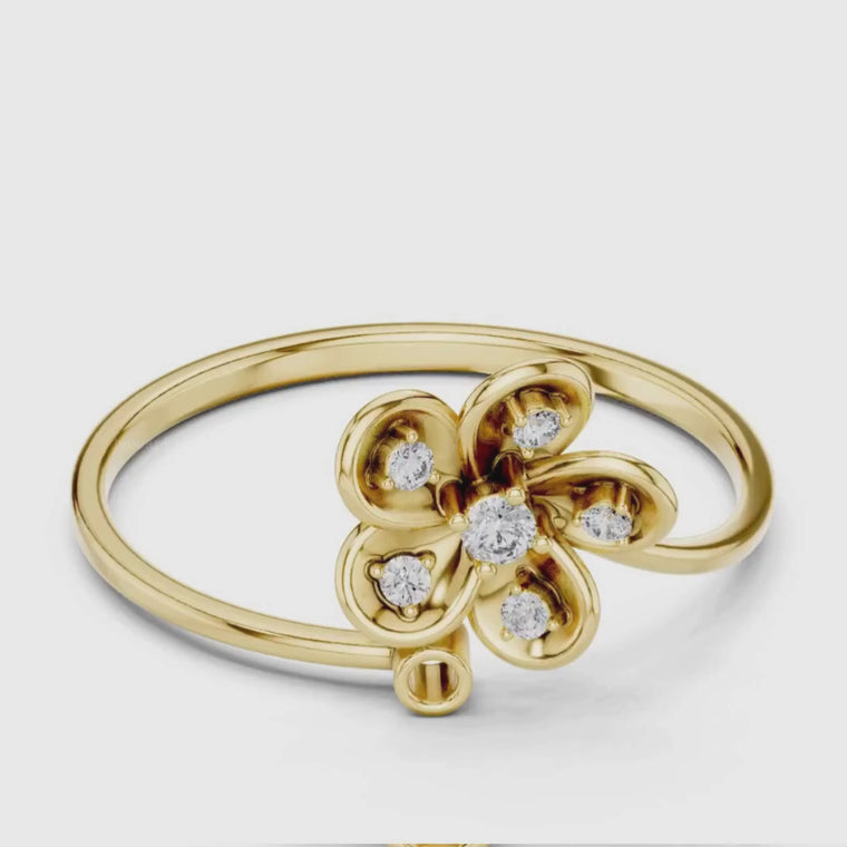 Round Cut Floral Ring With Open Petal Design video