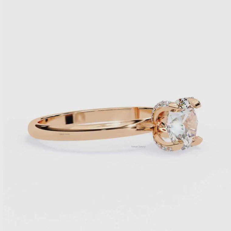 Round Cut Brilliant Solitaire Engagement Ring with Plain Band video