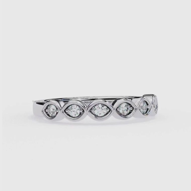 Round Cut Bezel Set Eternity Wedding Band video