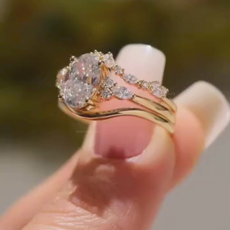 Oval Cut Wedding Ring Bridal Set video