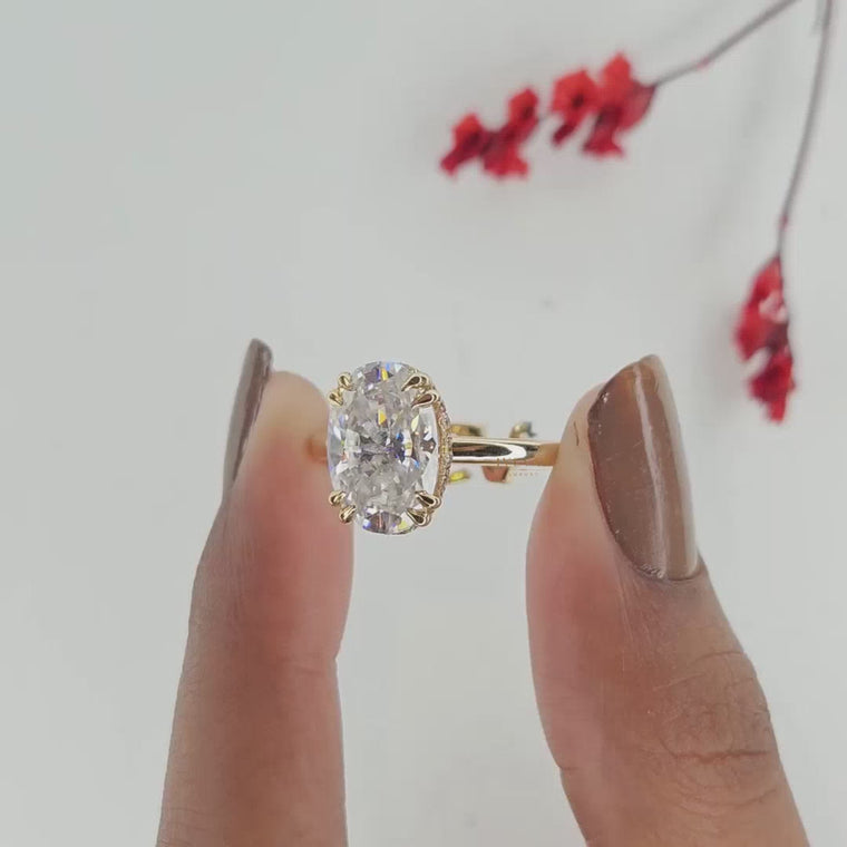 Oval Hidden Halo Personalized Letter "GA" Ring video