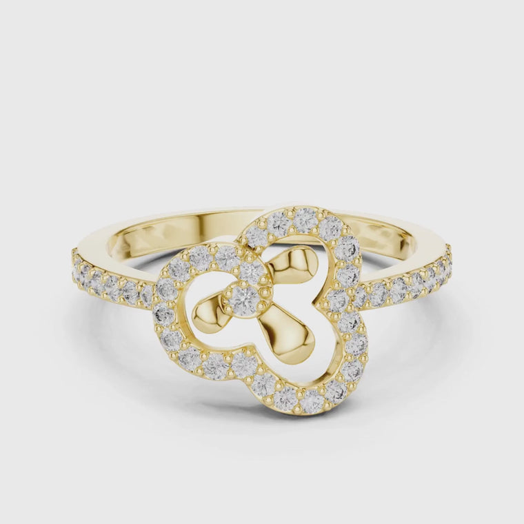 Clover Floral Ring With Pave Band video