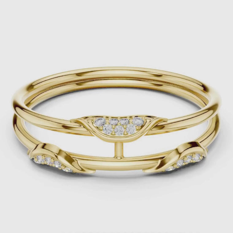 Round Cut Double Band Leaf Open Ring video