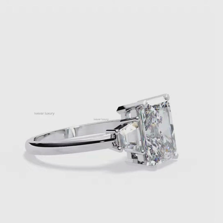 Radiant Engagement Ring With Trapezoid Side Stones video