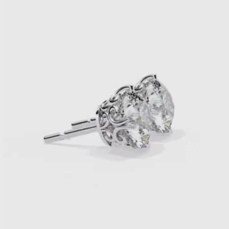 Round Cut Prong Set Solitaire Stud Earrings video