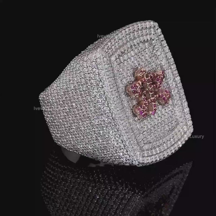 Pave Statement Pinky Ring Pink Floral Cluster video
