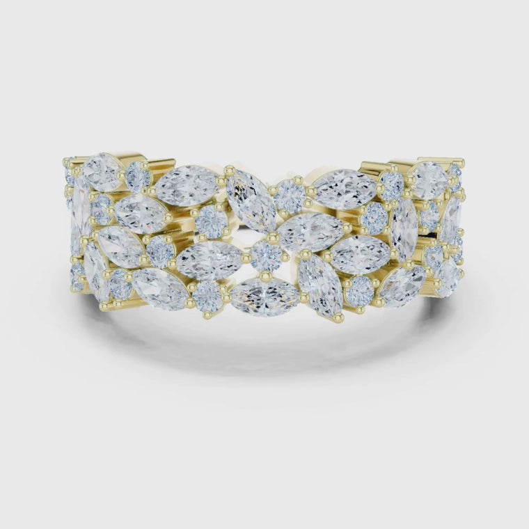 Floral Cluster Marquise Cut Statement Wedding Band video