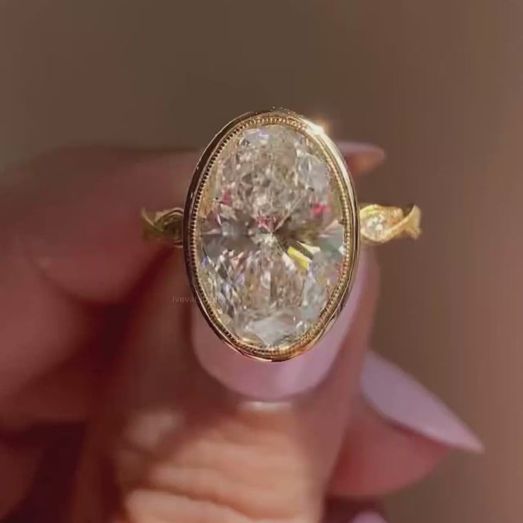 Vintage Vine Oval Cut Bezel Set Engagement Ring video