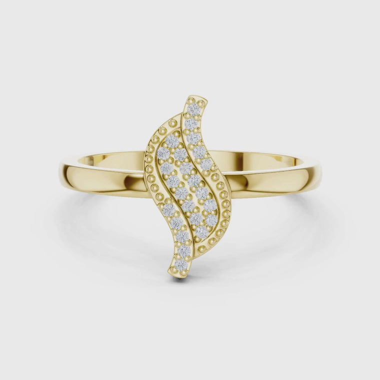 Round Cut Leaf Motif Gold Anniversary Ring video