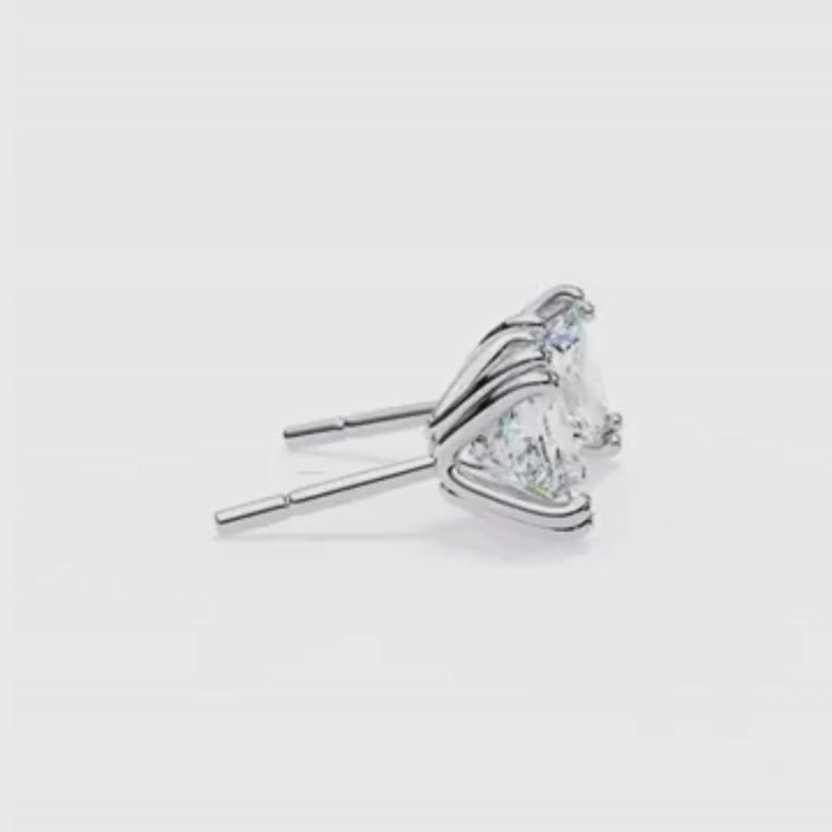 Princess Cut Prong Set Stud Earrings video