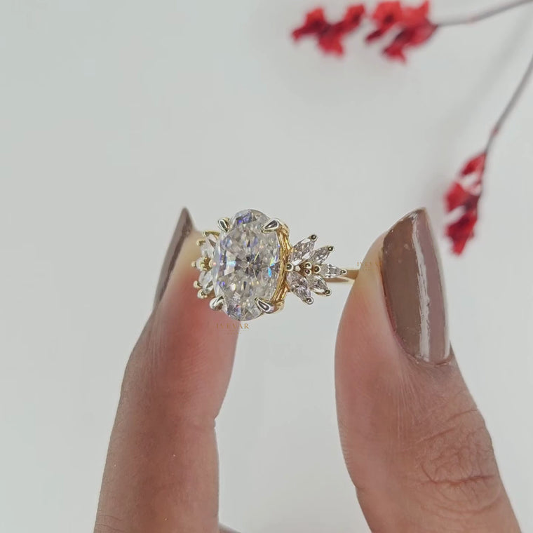 Oval Cut Cluster Setting Engagement Ring video