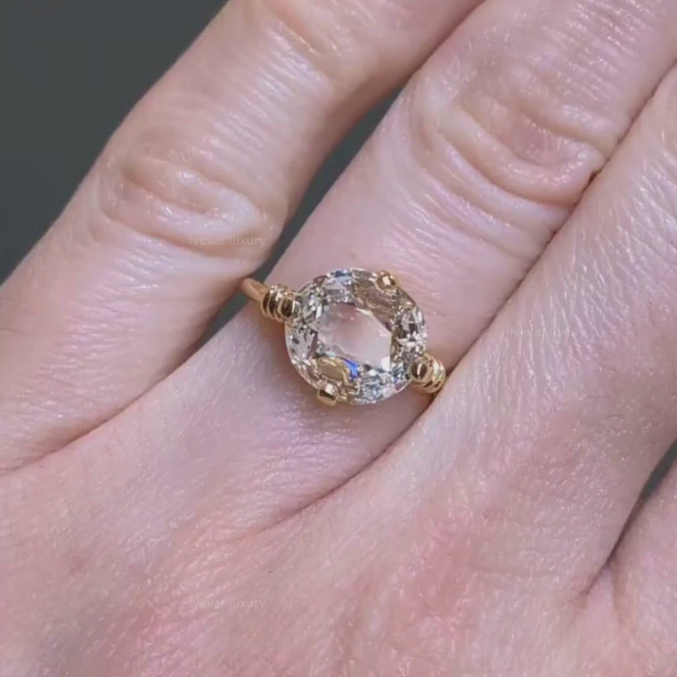 Round Rose Cut Solitaire Engagement Ring video