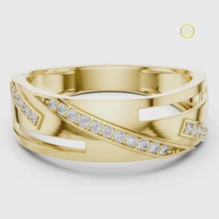 Round Cut Lab Grown Diamond Men's Bypass Engagement Ring video