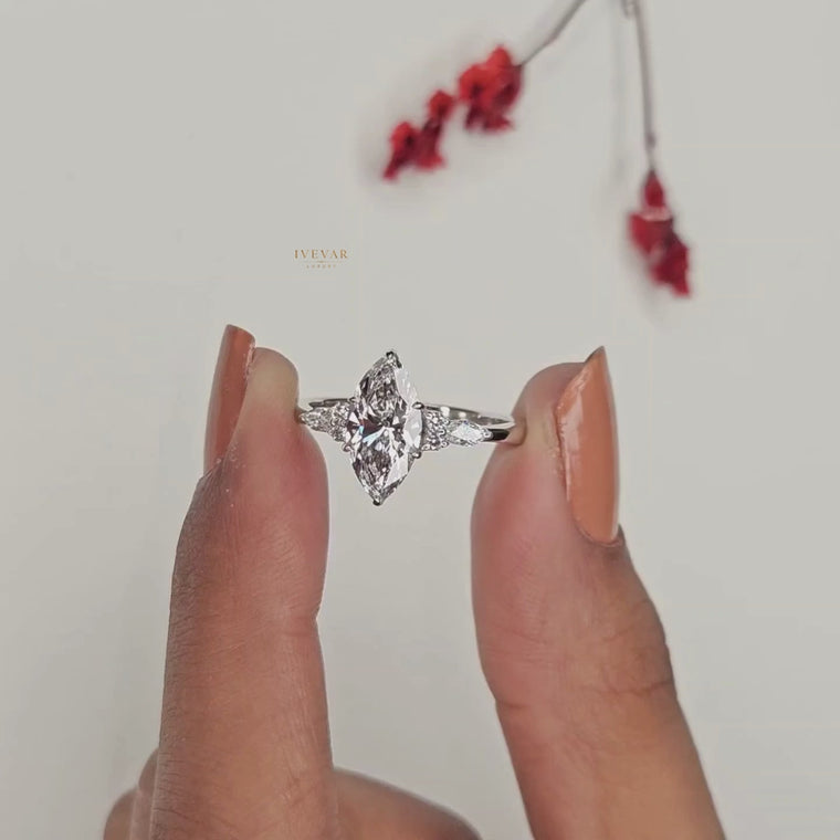 Marquise Cut Ring with Round & Marquise Side Stones video
