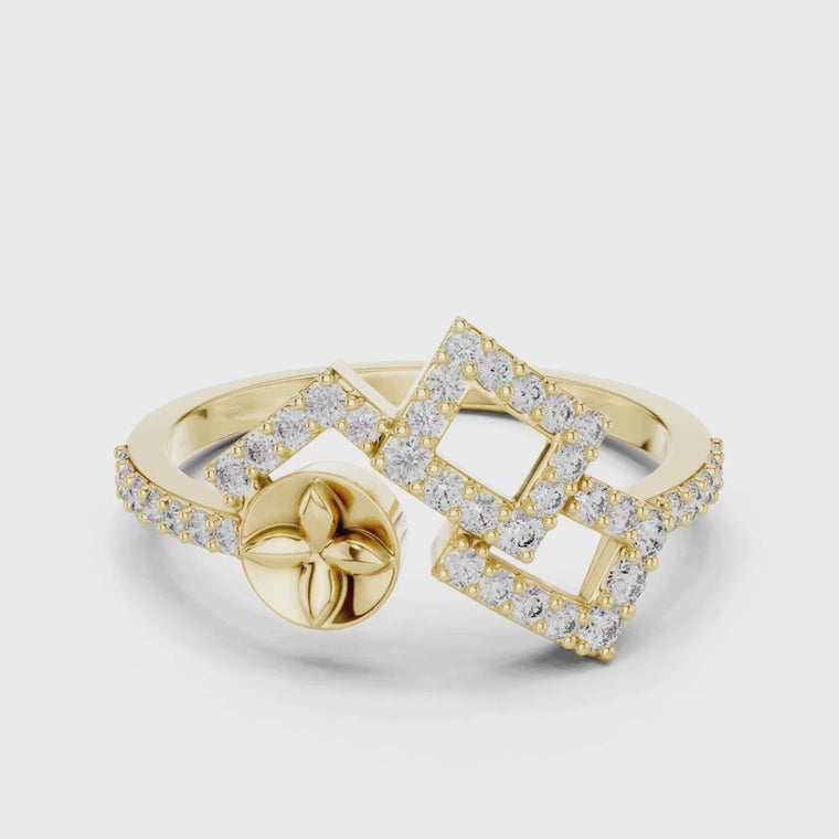 Double Square Pave Statement Ring video