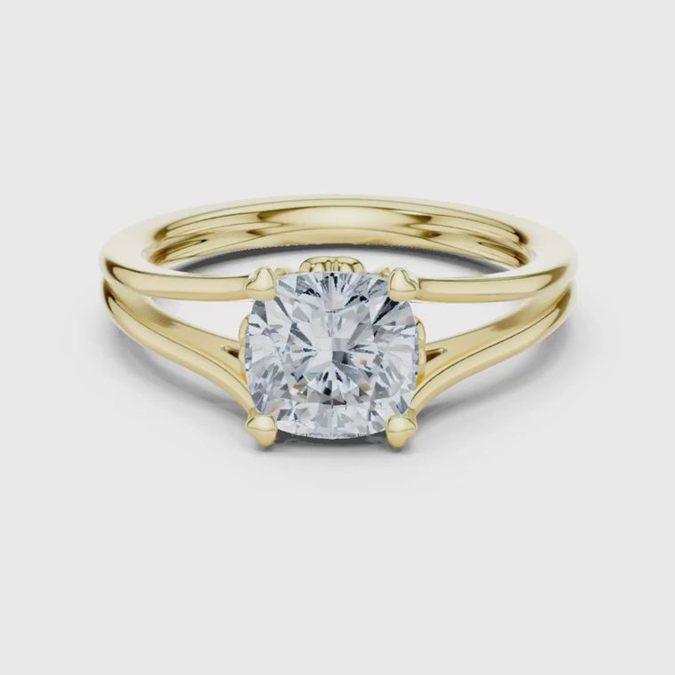 Split Shank Cushion Cut Solitaire Rings video