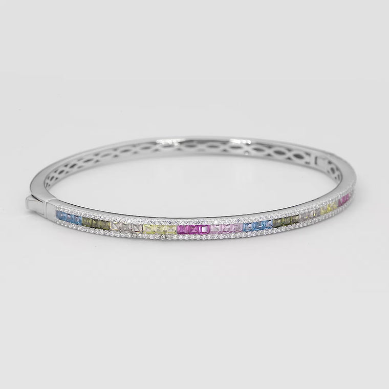 Multi-Color Diamond Tennis Bangle Bracelet video
