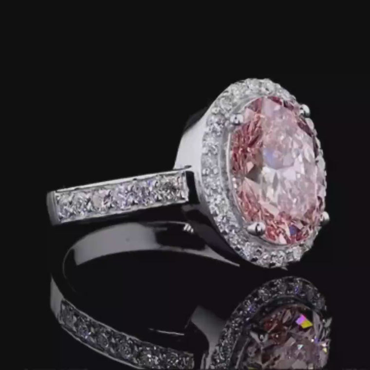 Halo Fancy Intense Red Oval Engagement Ring video
