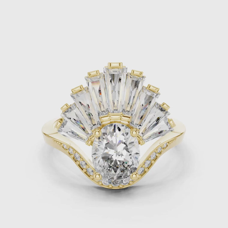 Oval Art Deco Ring With Tapered Baguette Side Stones video