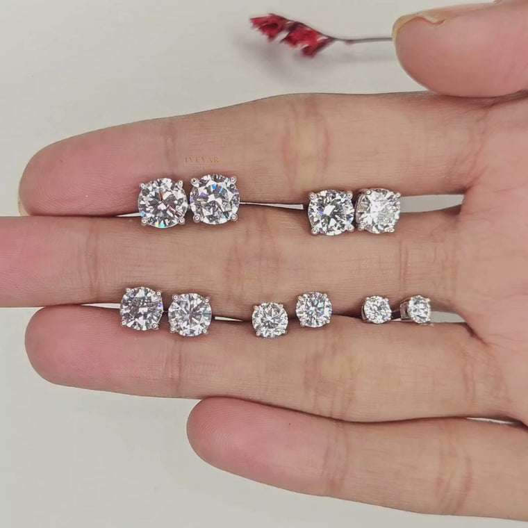 Round Solitaire Stud Earrings video