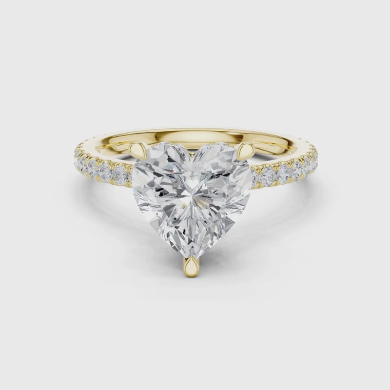 Heart Cut Moissanite Double Hidden Halo Pave Engagement Ring video