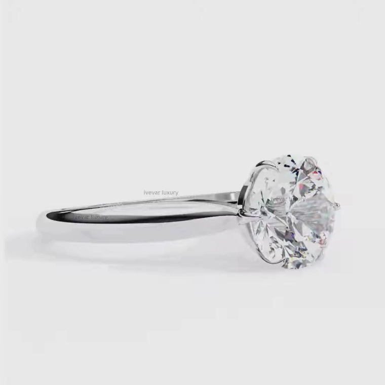 Solitaire Round Cut Engagement Ring With Six Prong video