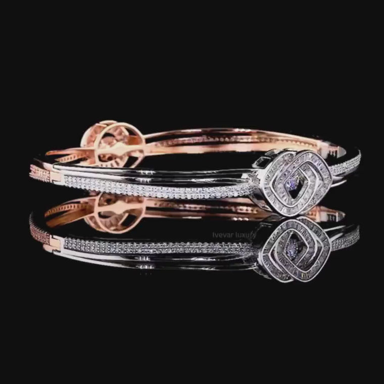 Eye Shape Two-Tone Crossover Bangle Bracelet video