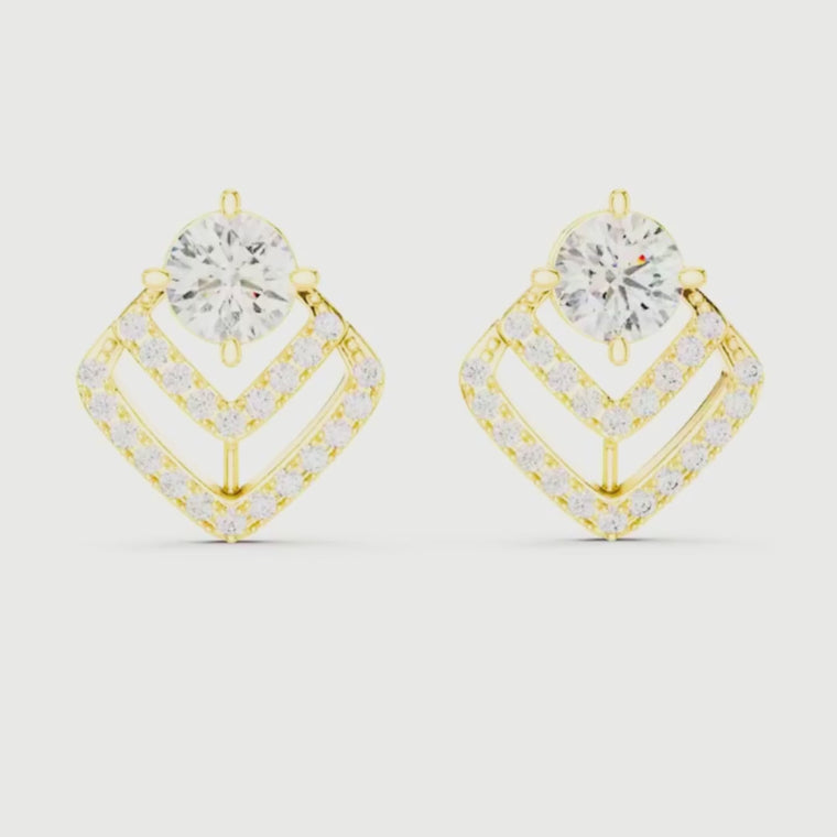 Chevron Round Stud Earrings Statement Design video