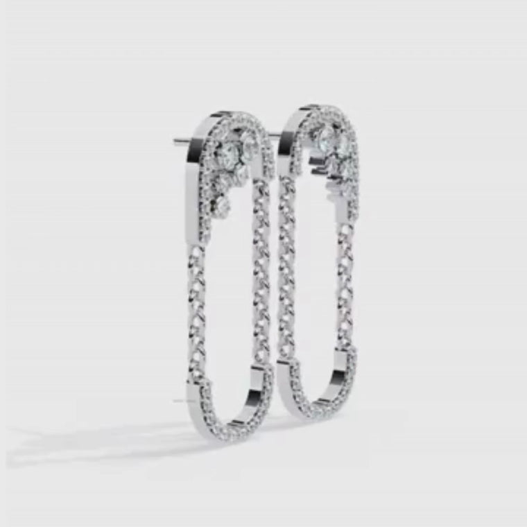 Chain Loop Earrings with Pave and Cluster Accents video