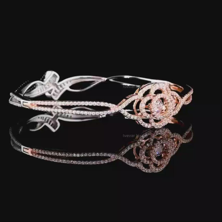 Round Cut Twisted Crossover Bangle Bracelet video