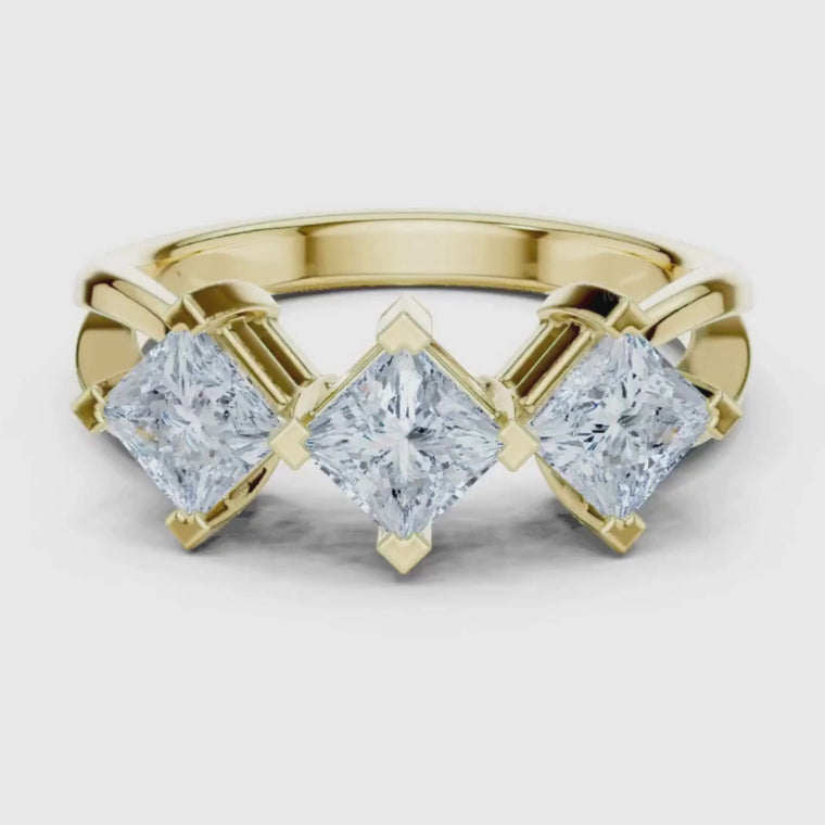 Princess Cut Three Stone Engagement Ring video