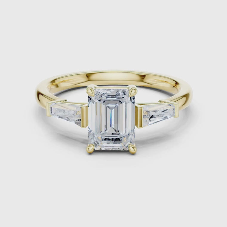 Emerald With Tapered Baguette Side Stones Ring video