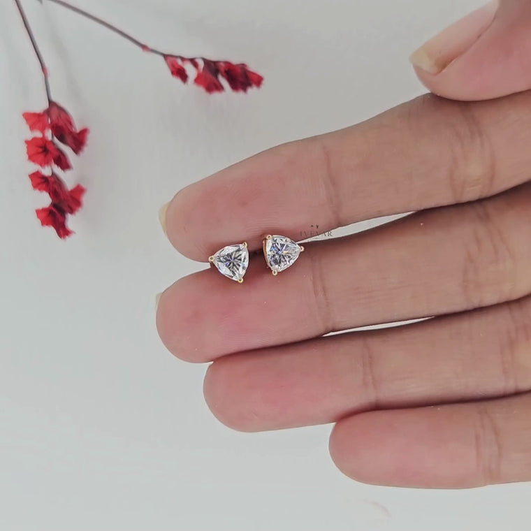 Trillion Cut Solitaire Stud Earrings For Women video