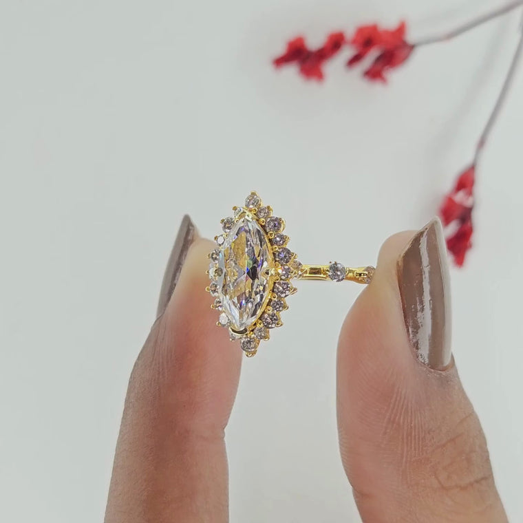 Halo Setting Marquise Cut Engagement Ring video