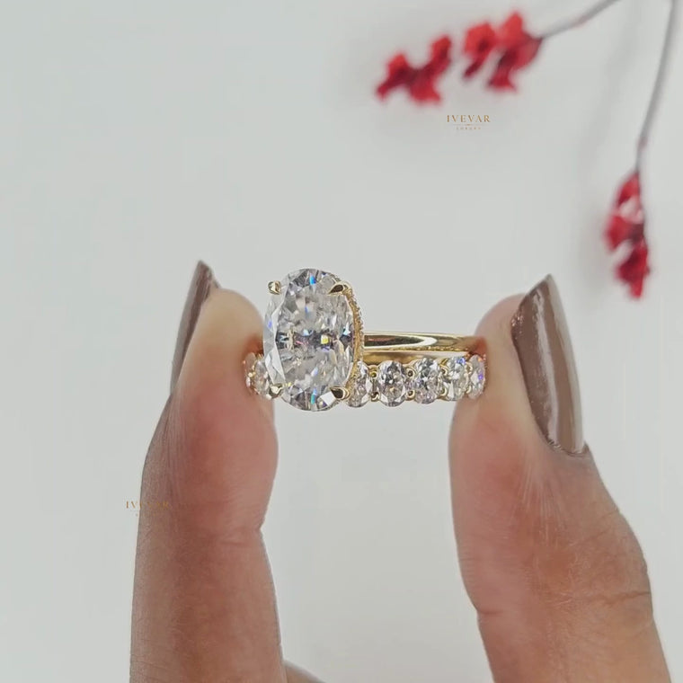 Oval Cut Bridal Ring Set with Eternity Band video